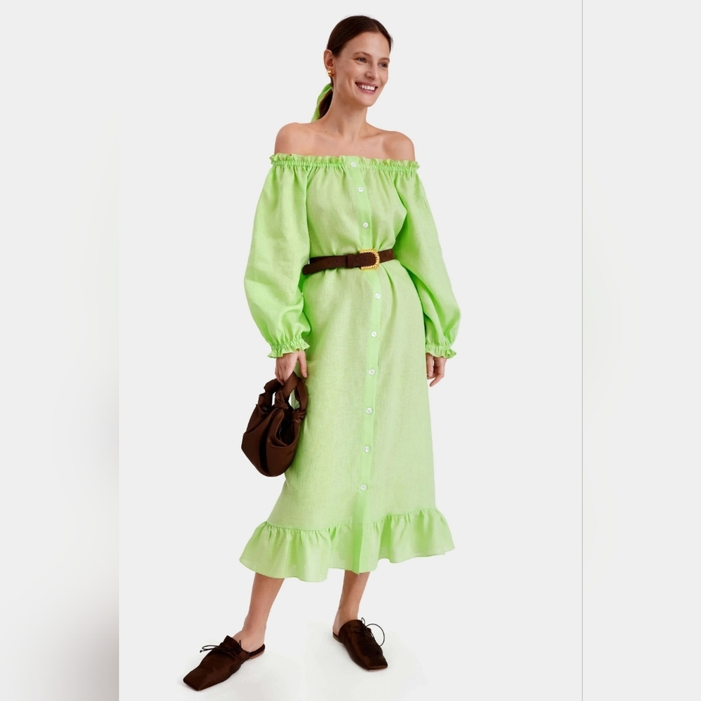 Sleeper lime green lounge dress,  one size - Picture 4 of 10